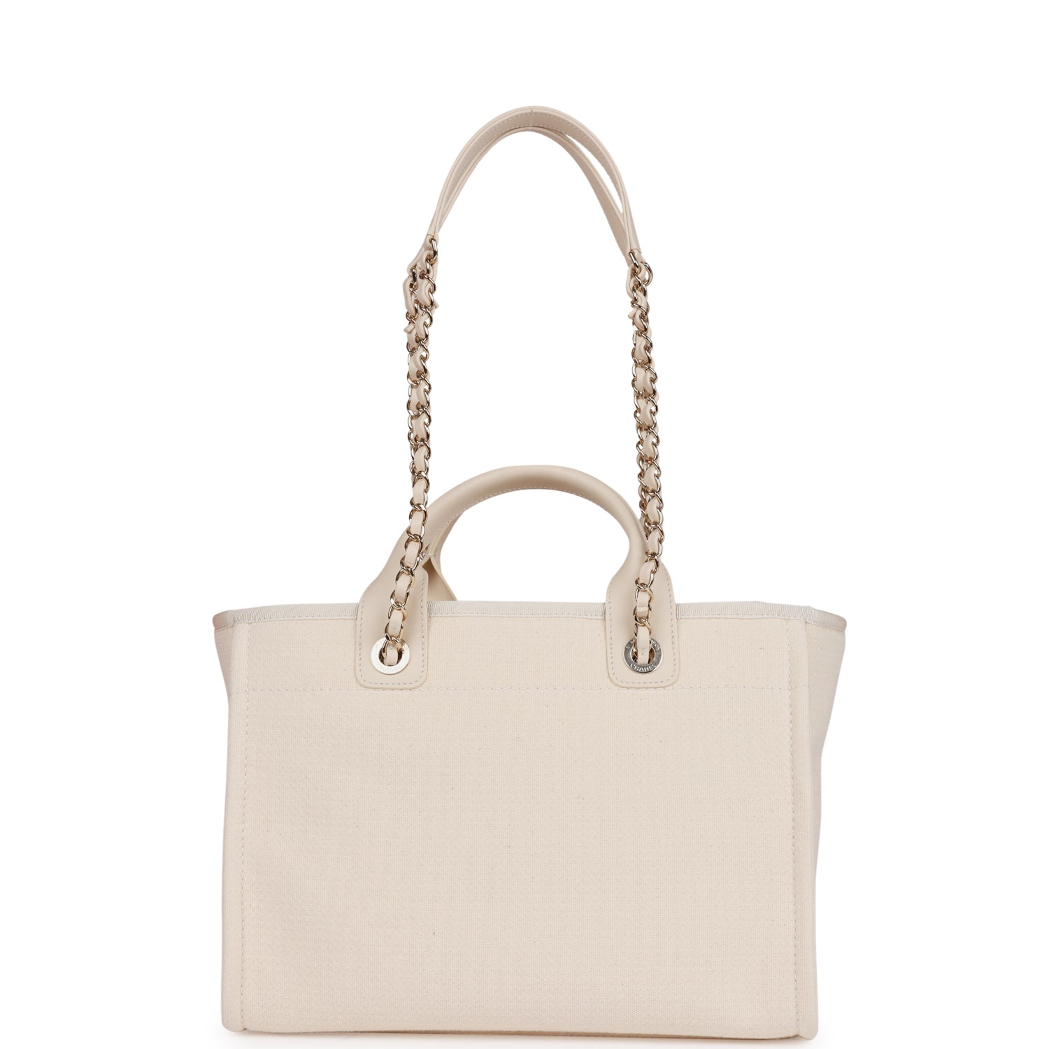 Small Deauville Shopping Bag White Boucle Light Gold Hardware