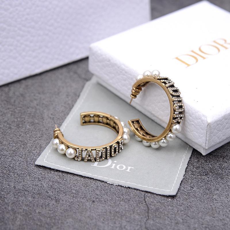 Elegant Pearl Rhinestone Letter Earrings