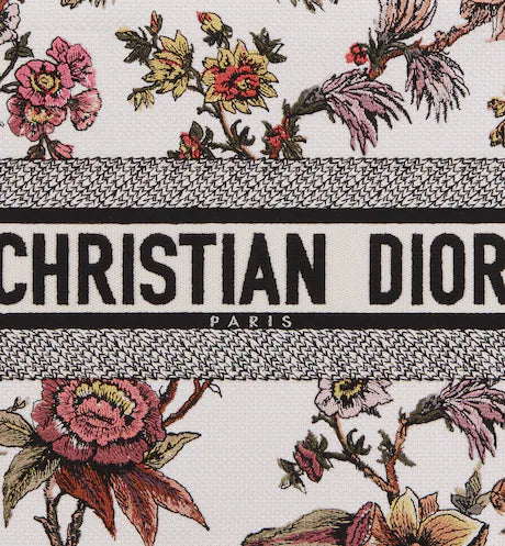 MEDIUM DIOR BOOK TOTE White Multicolor Dior Jardin Botanique Embroidery (36 x 27.5 x 16.5 cm)