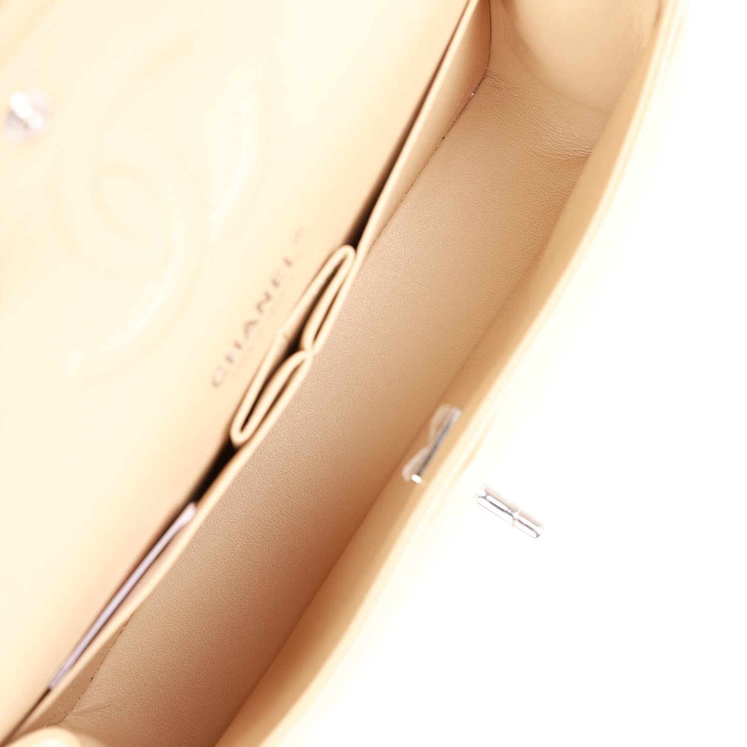 Medium Classic Double Flap Bag Beige Caviar Silver Hardware