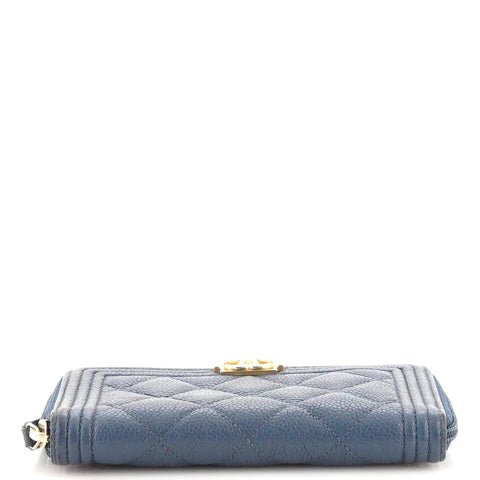 Boy Zip Around Wallet Quilted Caviar Small