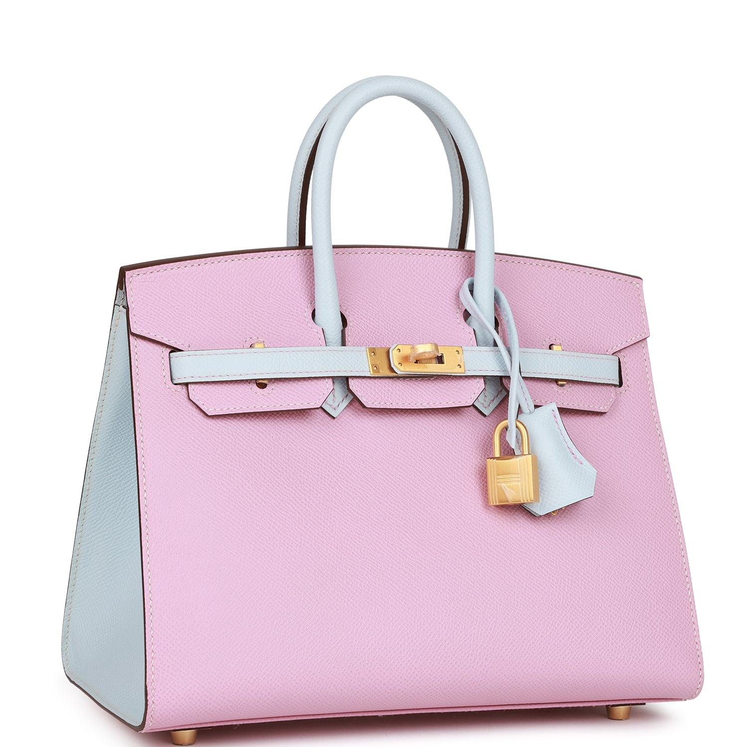 Hermès Special Order (HSS) Birkin Sellier 25 Mauve Sylvestre and Bleu Brume Epsom Brushed Gold Hardware