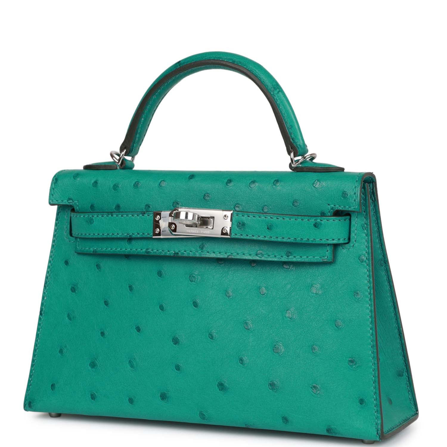 Hermès Kelly Sellier 20 Vert Verone Ostrich Palladium Hardware