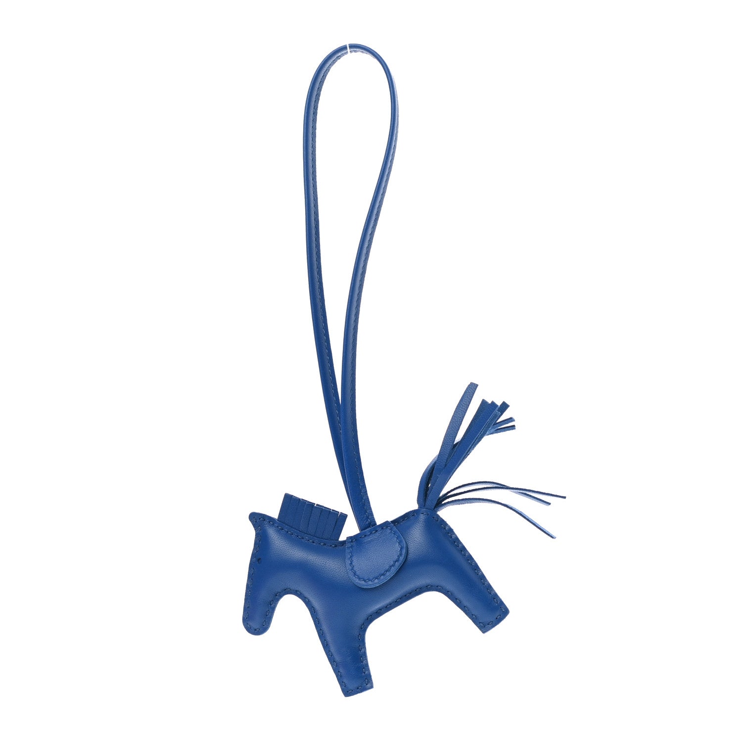 Hermès Milo Lambskin Grigri Rodeo Horse Bag Charm PM Bleu Zanzibar
