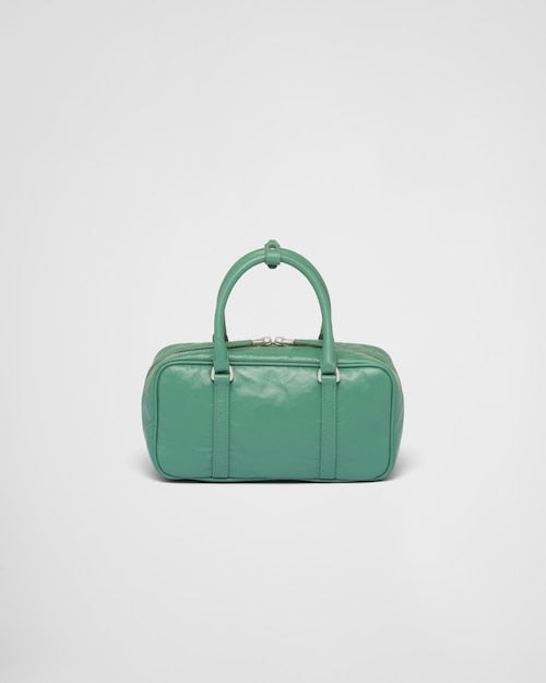 Prada Small antique nappa leather top handle bag - Sage Green