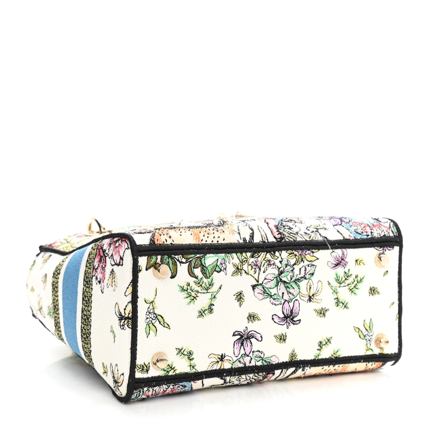 CHRISTIAN DIOR Canvas D-Constellation Embroidered Medium Lady D-Lite Latte Multicolor