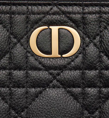 LARGE DIOR CARO DAILY POUCH Black Supple Cannage Calfskin