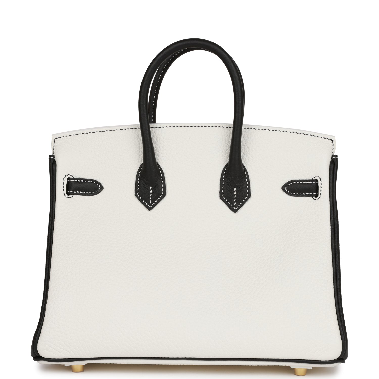 Hermès Special Order (HSS) Birkin 25 White and Black Clemence Gold Hardware
