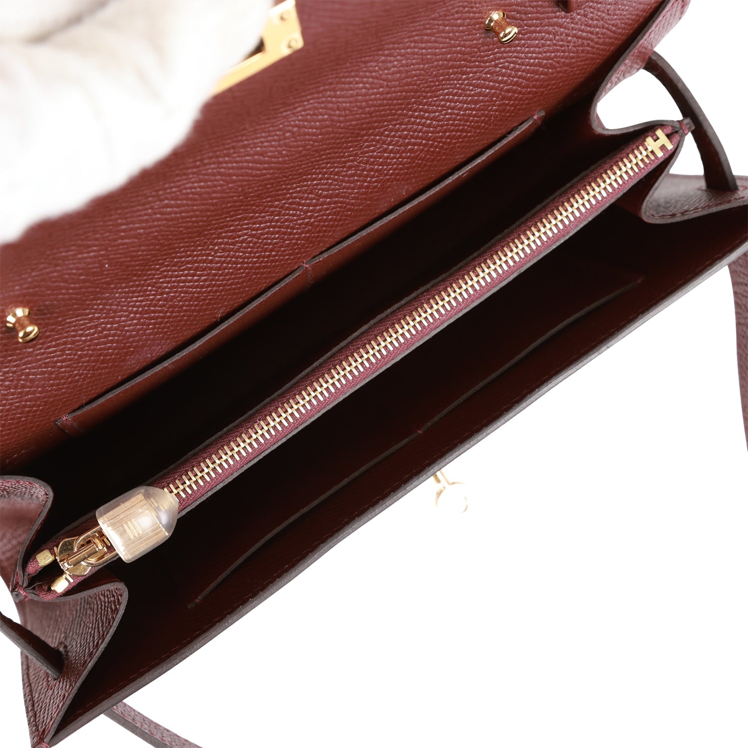 Hermès Kelly Wallet To Go Bordeaux Epsom Gold Hardware