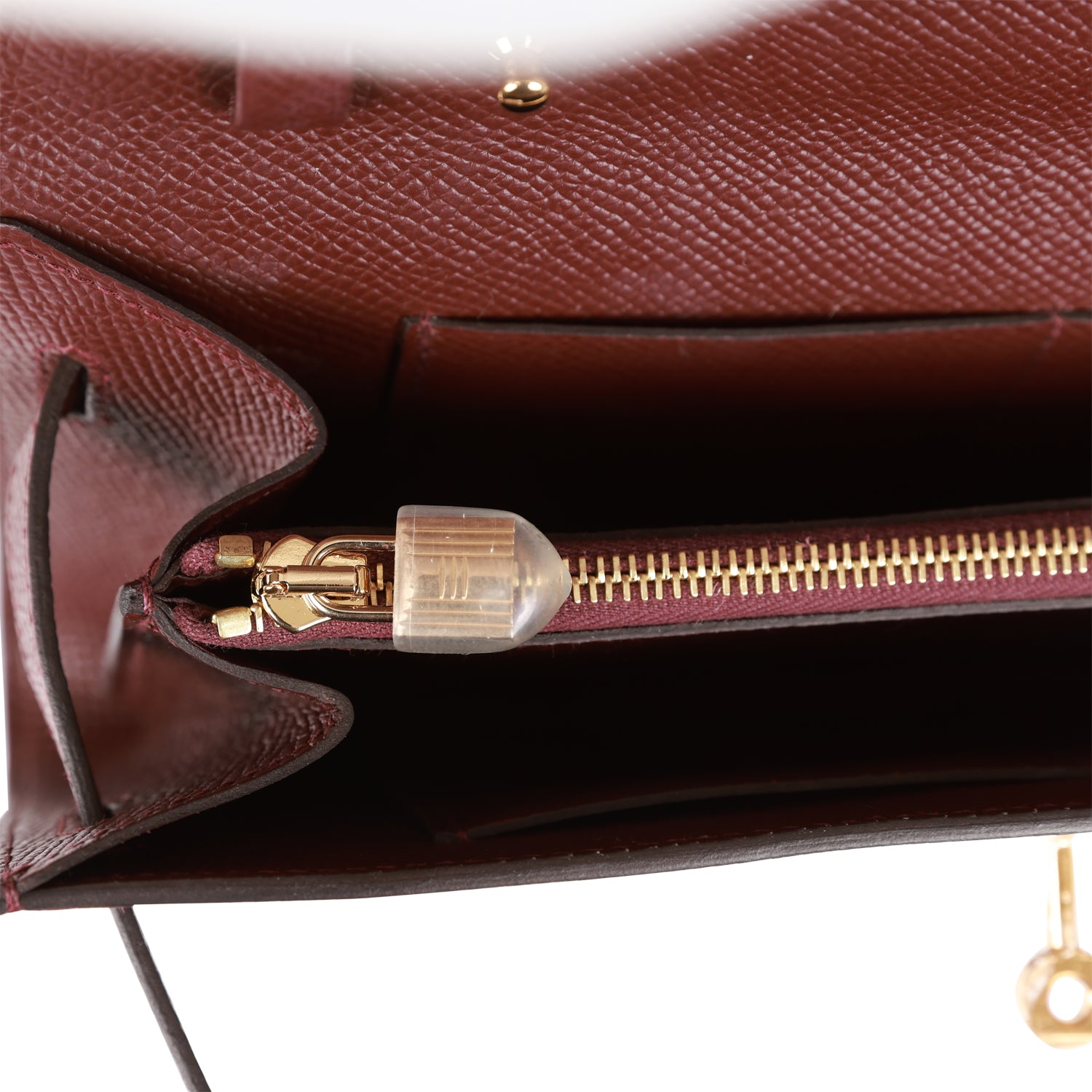 Hermès Kelly Wallet To Go Bordeaux Epsom Gold Hardware