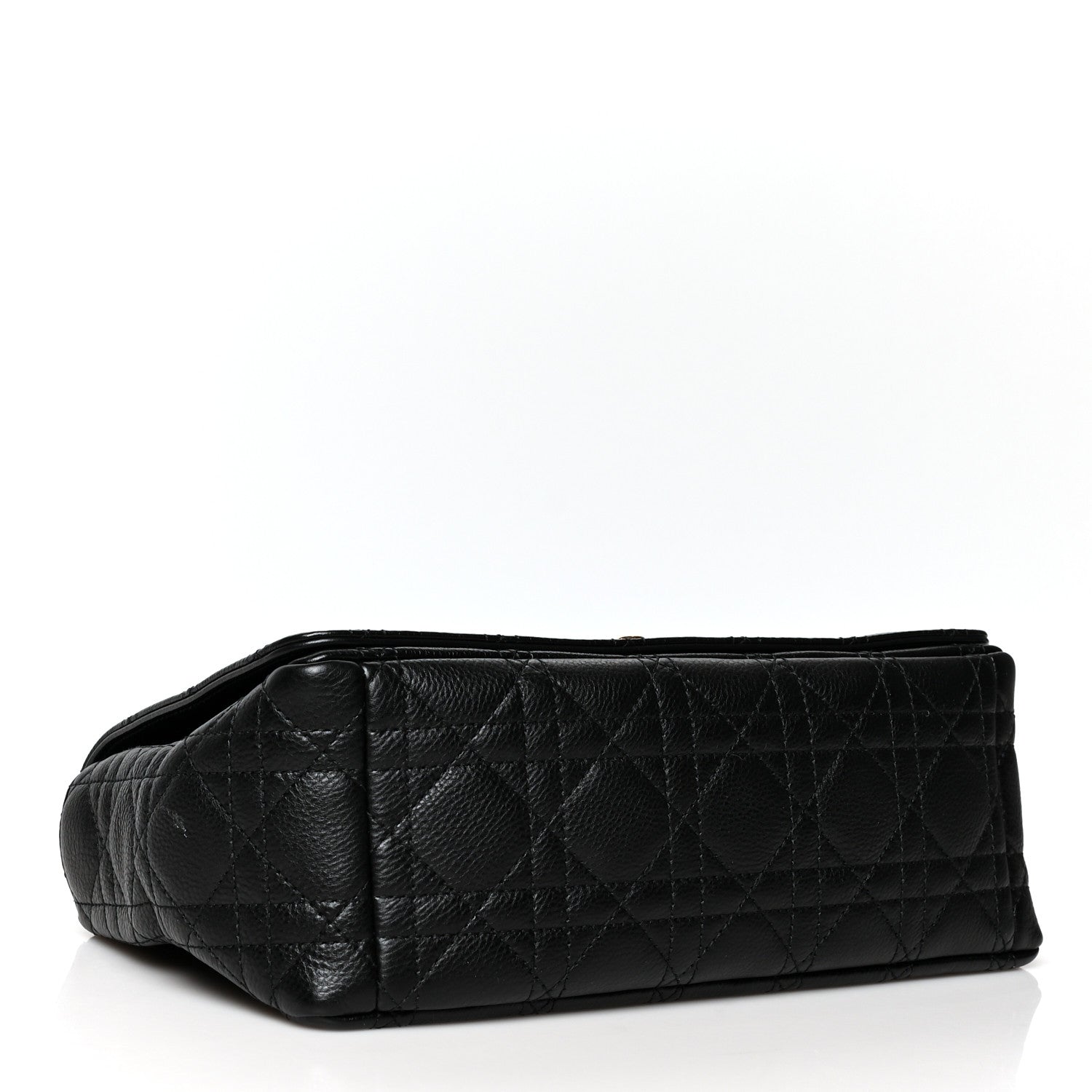 CHRISTIAN DIOR Calfskin Cannage Medium Caro Bag Black