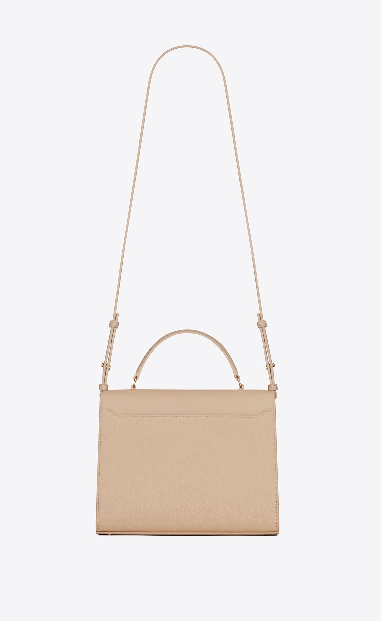 YSL Cassandra Medium Top Handle in Grain de Poudre Embossed Leather