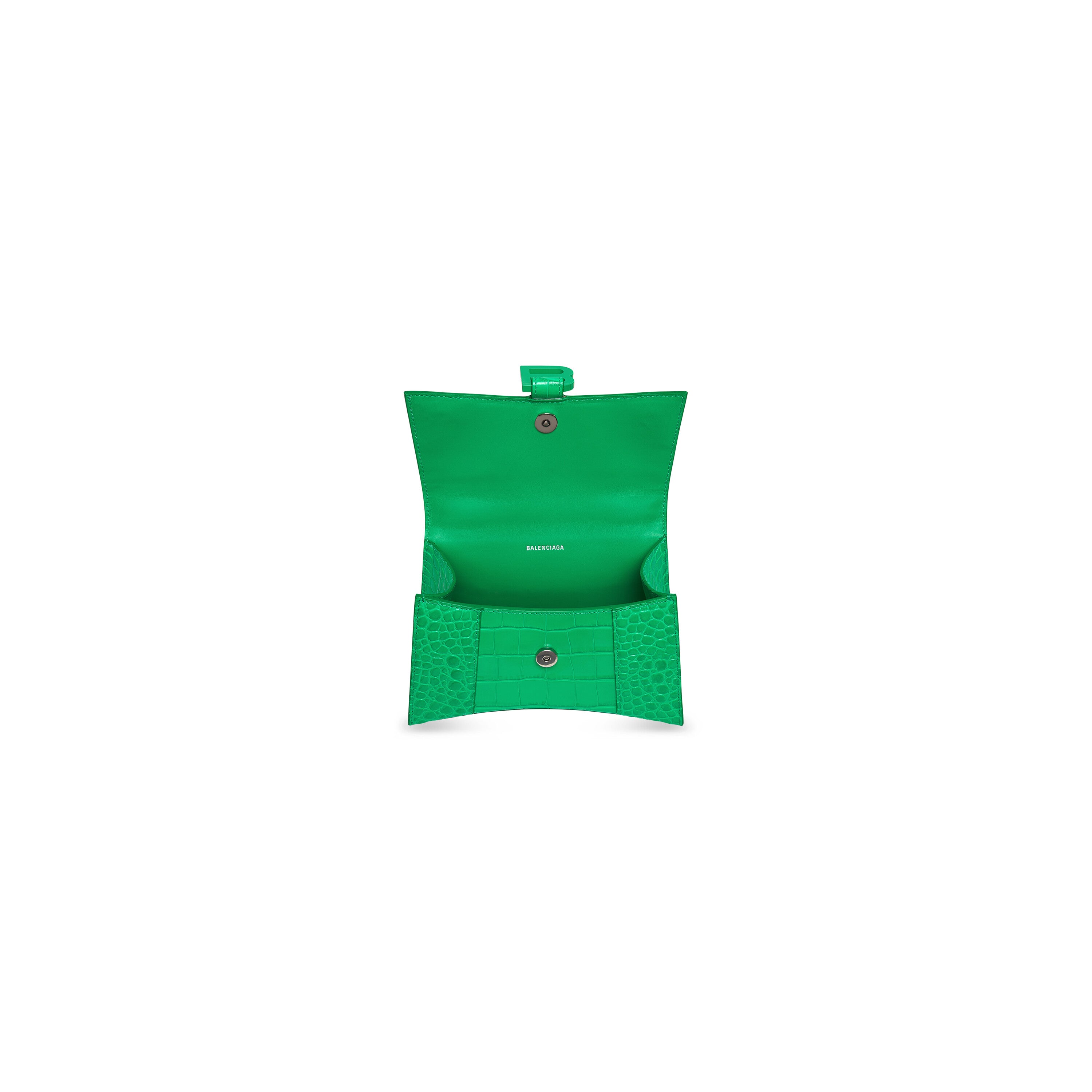 WOMEN'S HOURGLASS XS HANDBAG CROCODILE EMBOSSED IN GREEN