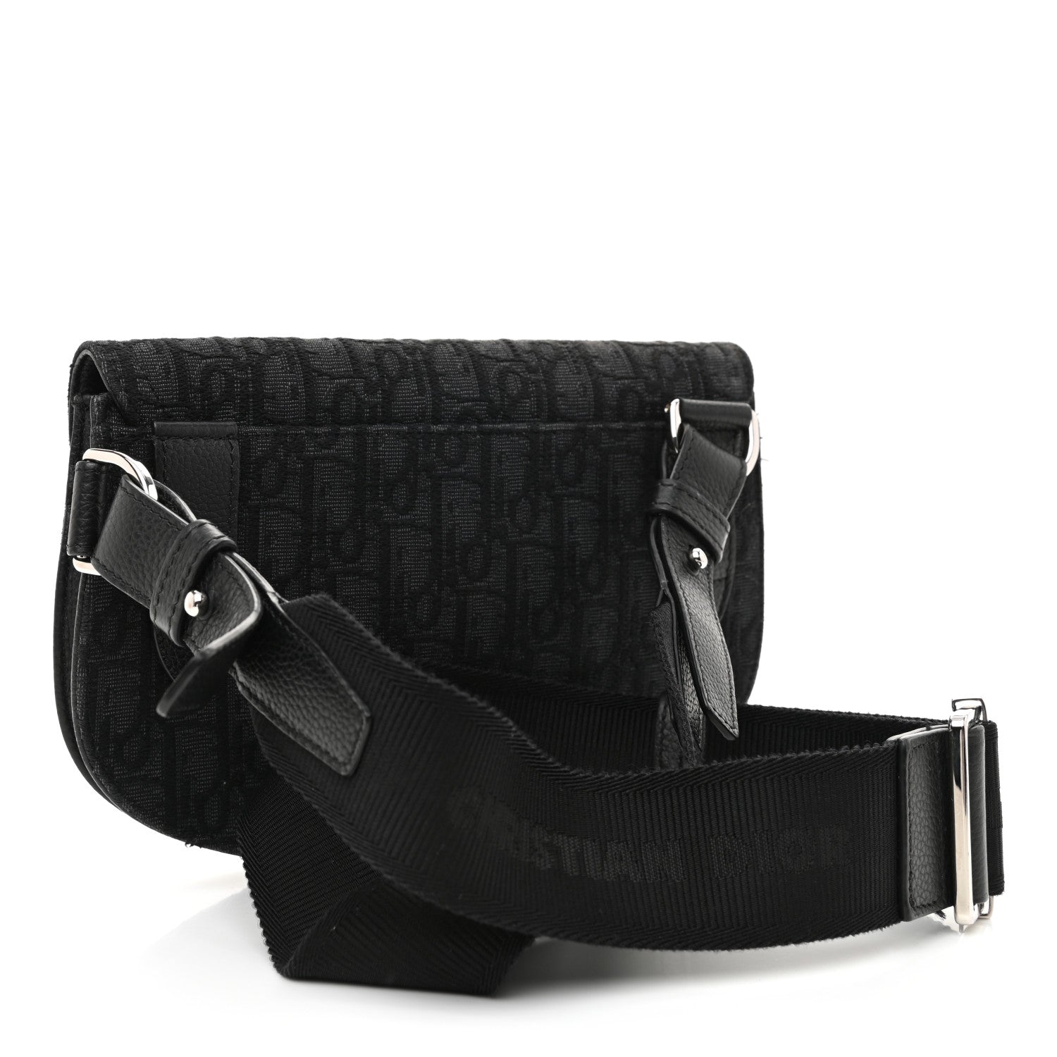 CHRISTIAN DIOR Oblique Saddle Messenger Bag Blue Black