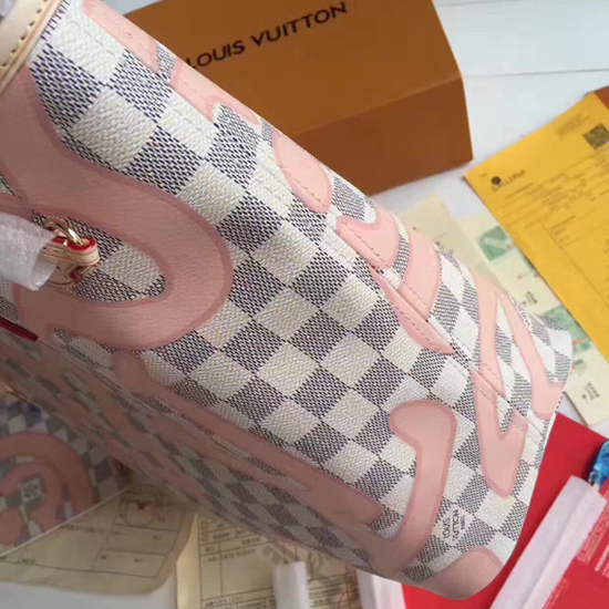 Louis Vuitton N41050 Neverfull MM Shoulder Bag Damier Azur Canvas