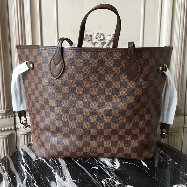LV N41603 Neverfull MM Shoulder Bag Damier Ebene Canvas