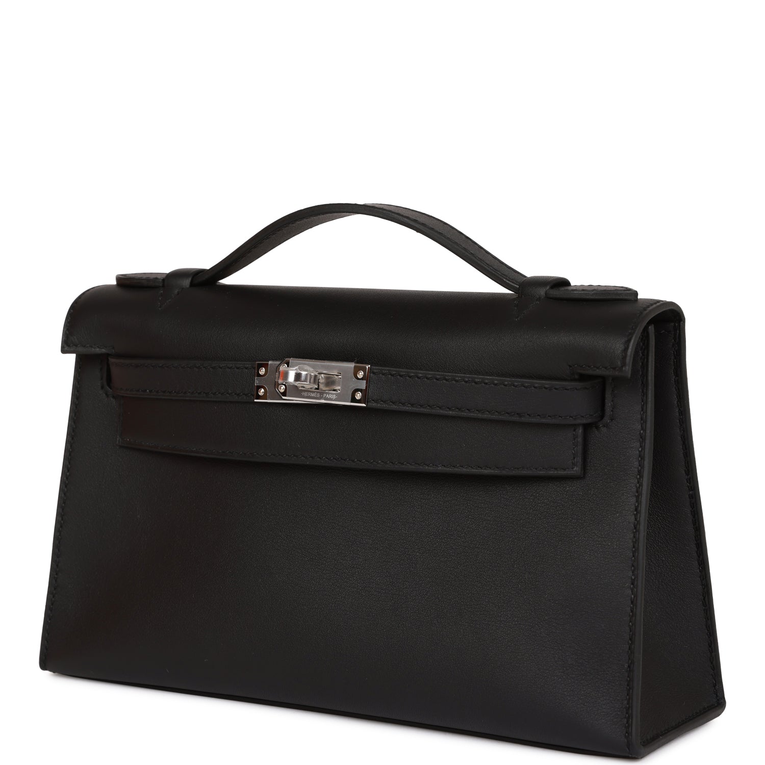 Hermès Kelly Pochette Black Swift Palladium Hardware