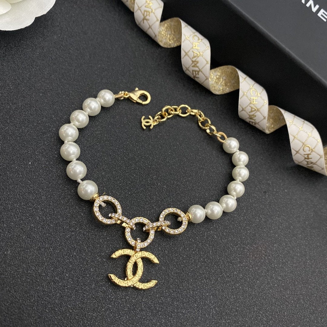 Fashion three-ring spliced pearl bracelet