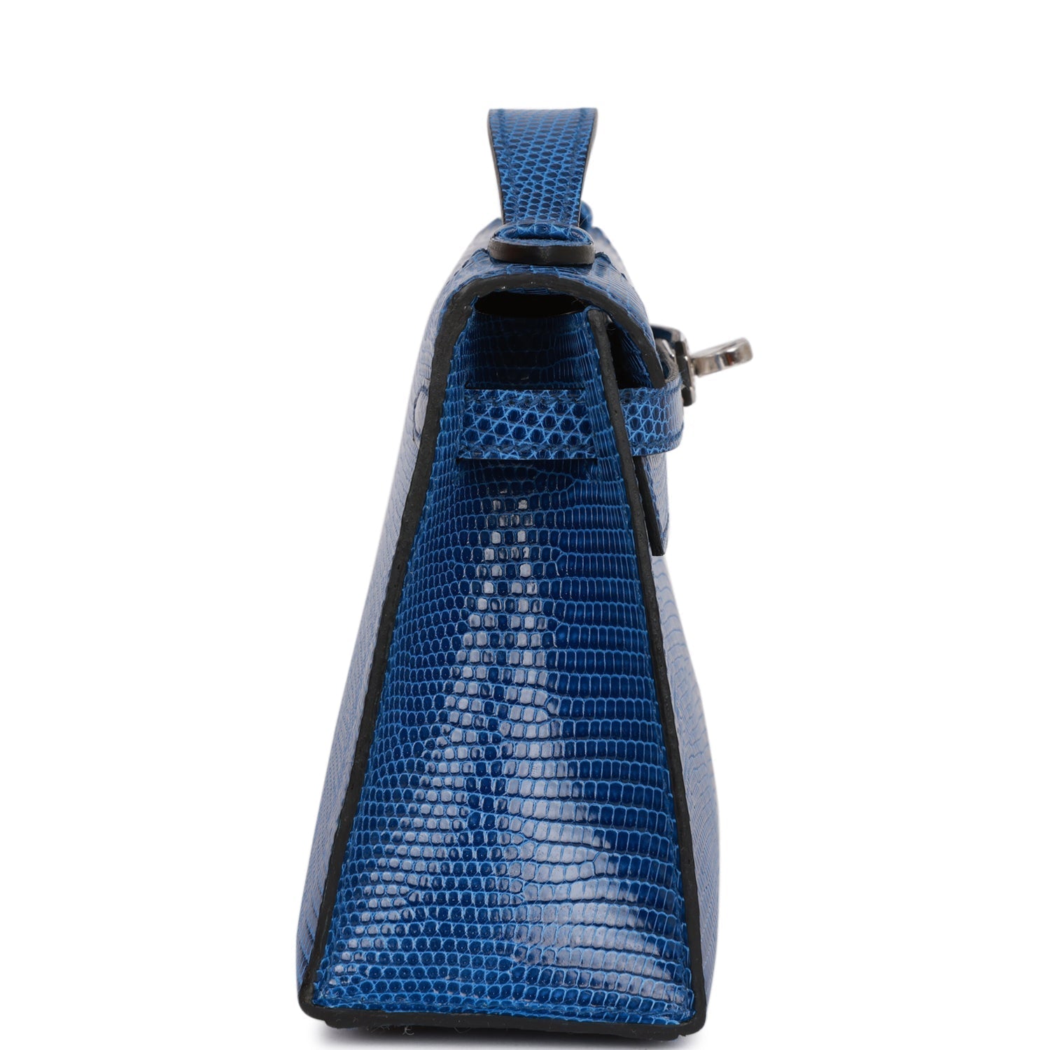 Hermès Kelly Pochette Bleu Saphir Lizard Palladium Hardware
