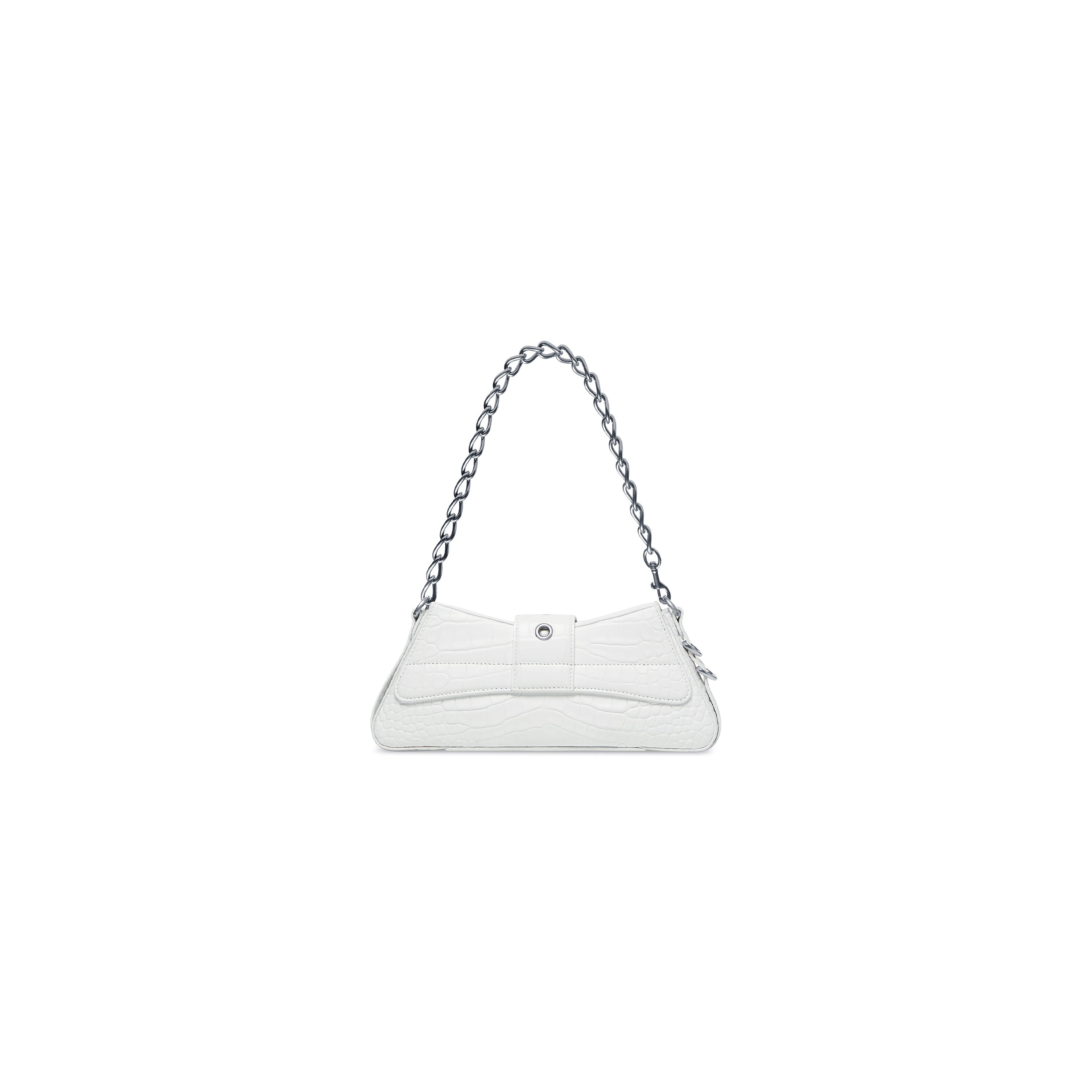 WOMEN'S LINDSAY SMALL SHOULDER BAG WITH STRAP CROCODILE EMBOSSED IN OFF WHITE
