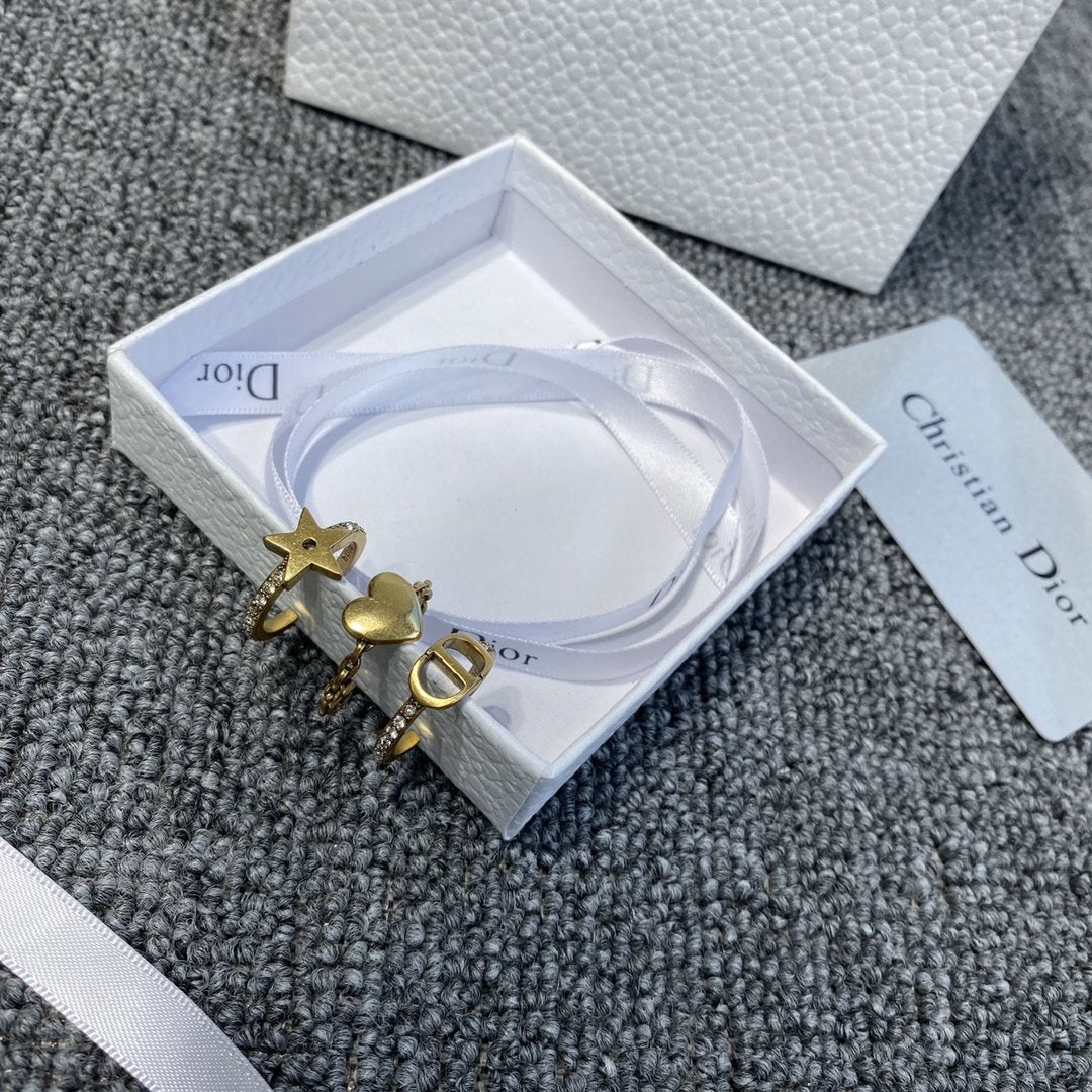 retro heart-shaped star three-piece ring