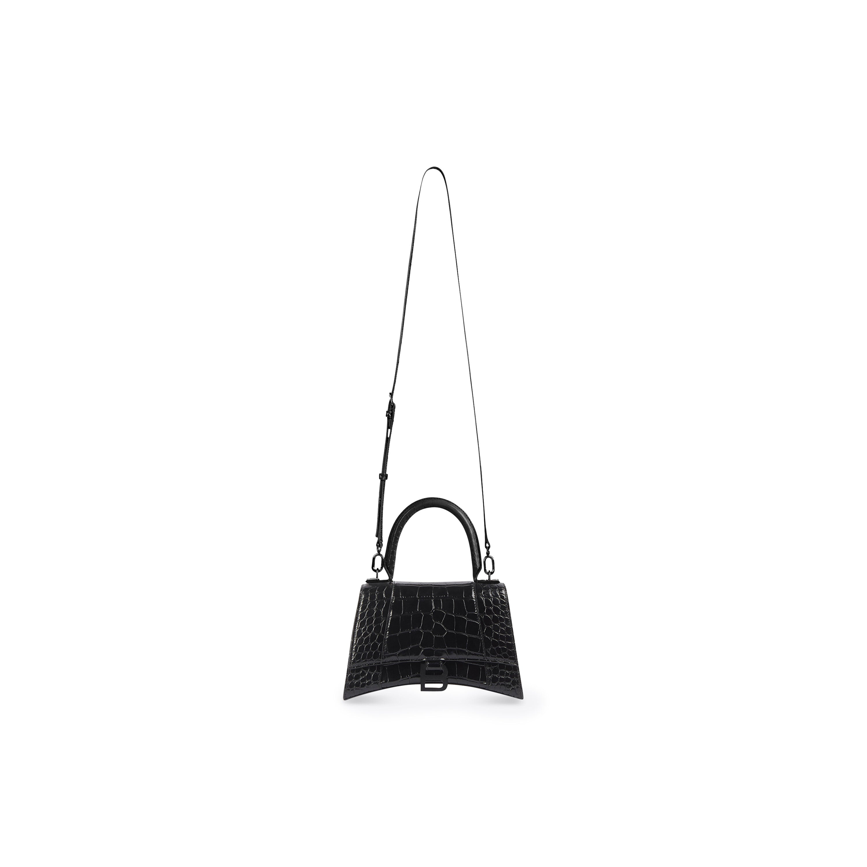 WOMEN'S HOURGLASS XS HANDBAG CROCODILE EMBOSSED IN BLACK