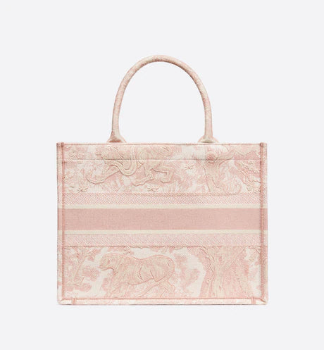 MEDIUM DIOR BOOK TOTE Pink Toile de Jouy Embroidery (36 x 27.5 x 16.5 cm)