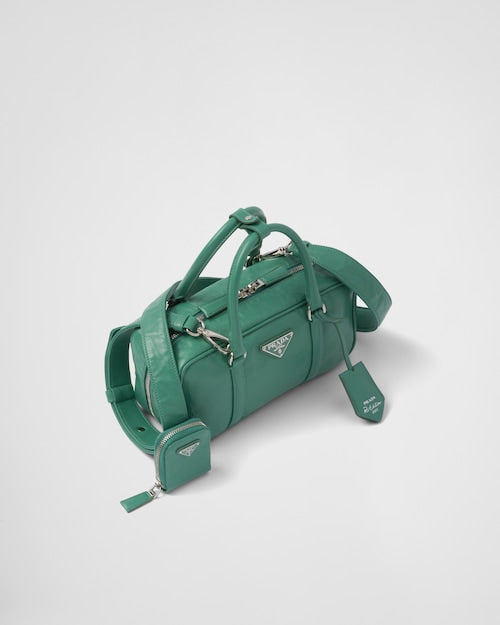 Prada Small antique nappa leather top handle bag - Sage Green