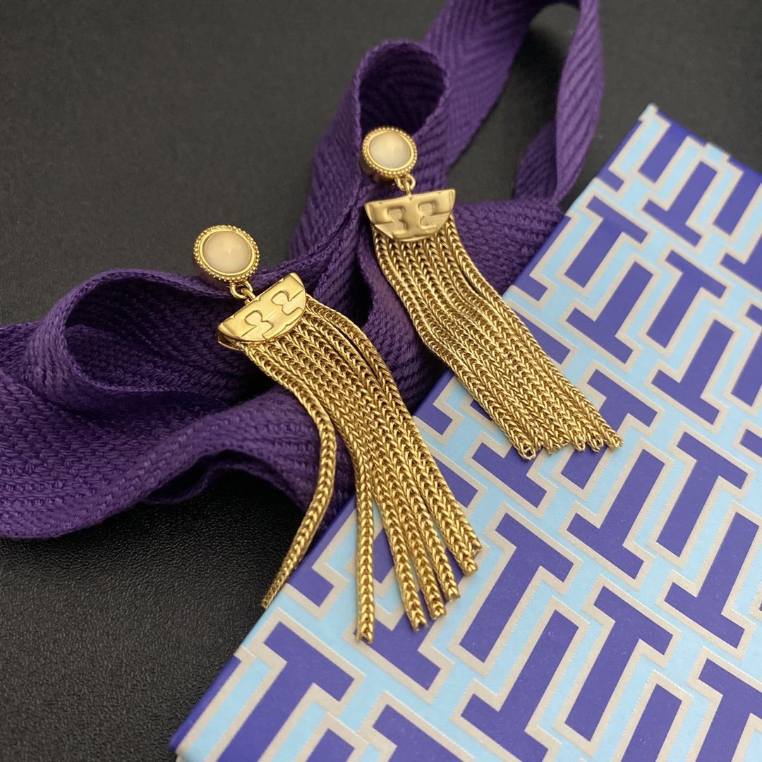 Retro semicircle tassel pendant earrings