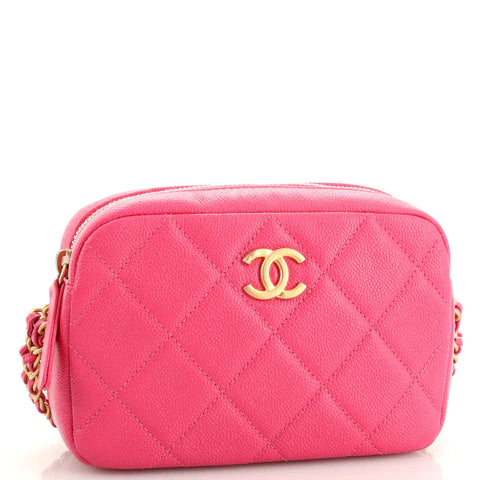 Chain Melody Camera Bag Quilted Caviar Small