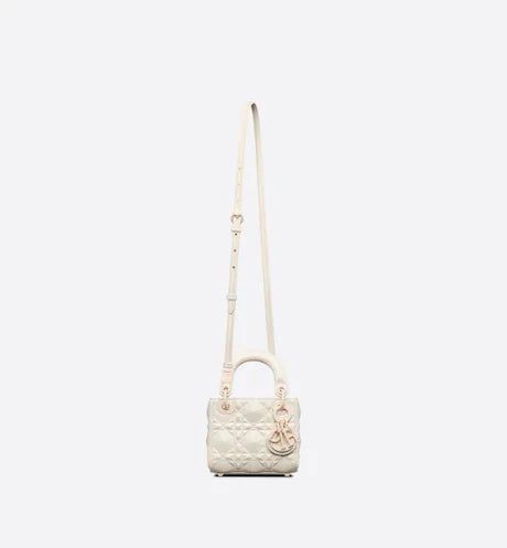 MICRO LADY DIOR BAG Latte Cannage Calfskin with Diamond Motif