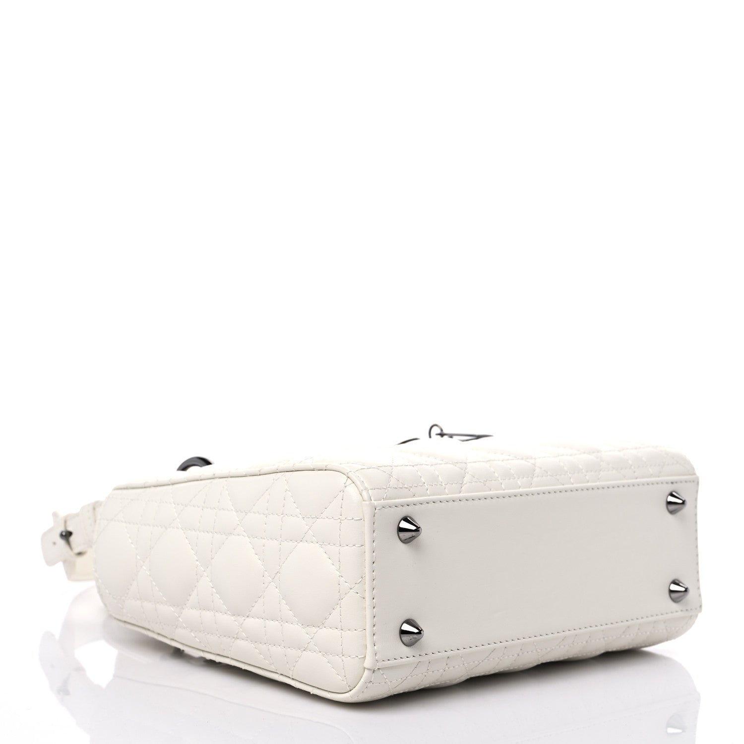 CHRISTIAN DIOR Lambskin Cannage Small My ABCDior Lady Dior White