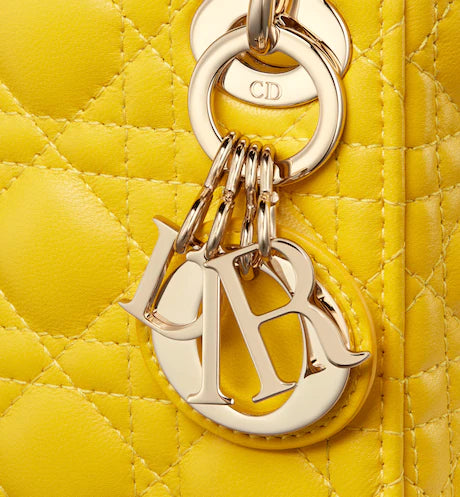 MICRO LADY DIOR BAG Yellow Cannage Lambskin