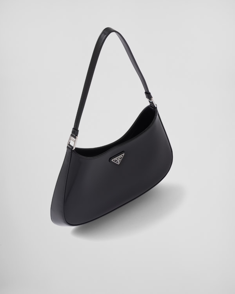 Prada Cleo brushed leather shoulder bag - Black