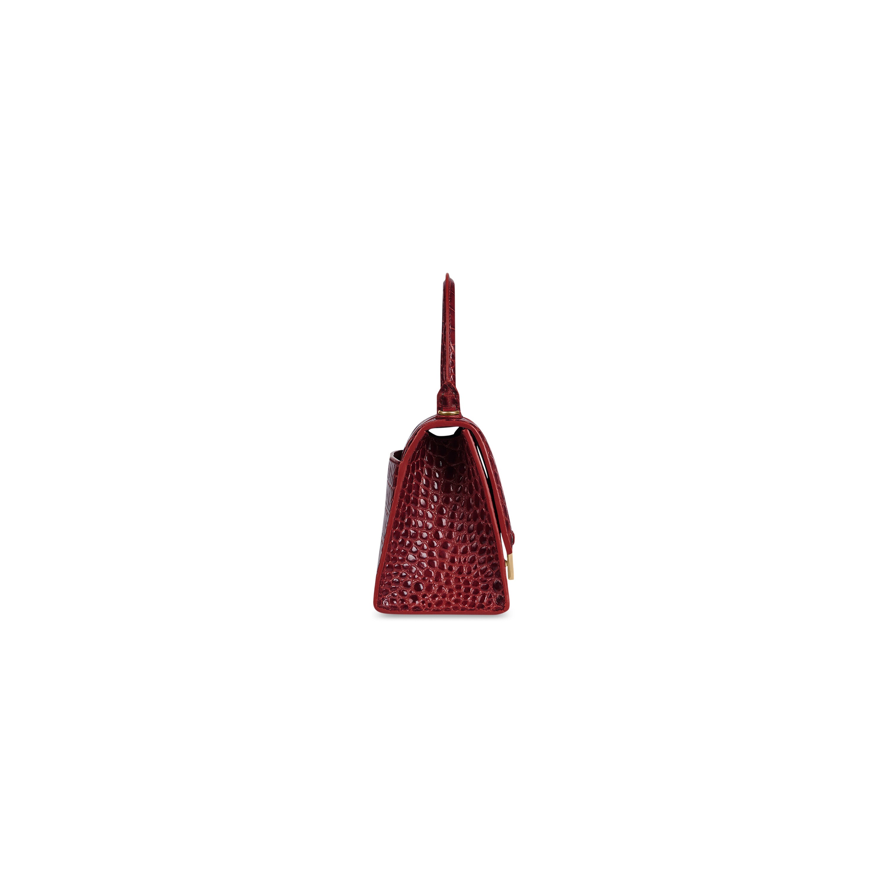 WOMEN'S HOURGLASS SMALL HANDBAG CROCODILE EMBOSSED IN DARK RED