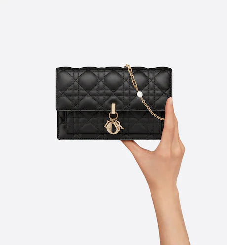 LADY DIOR CHAIN POUCH Black Cannage Lambskin