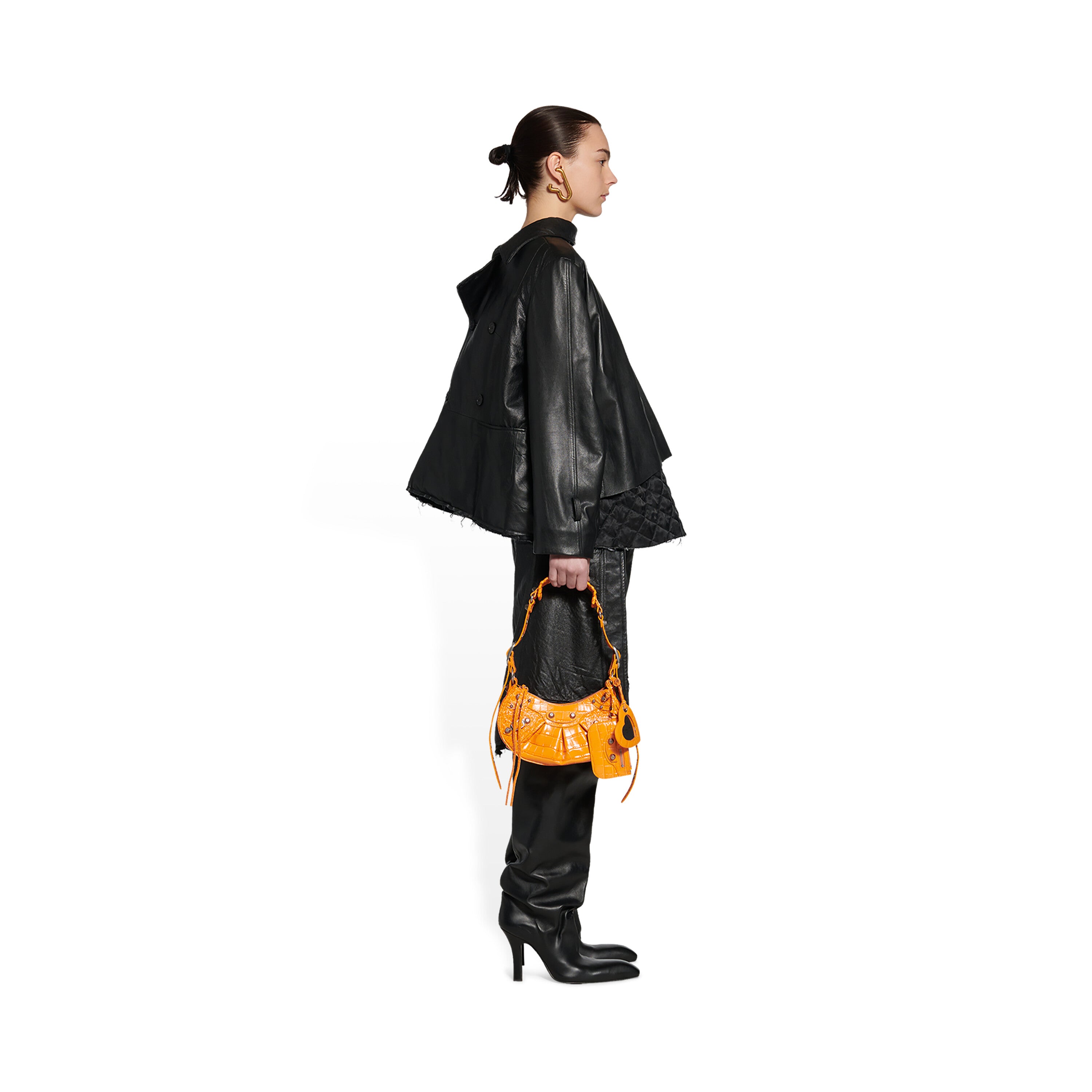 WOMEN'S LE CAGOLE XS SHOULDER BAG CROCODILE EMBOSSED IN ORANGE