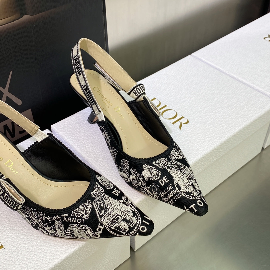 Jacquard Embroidery High Heels