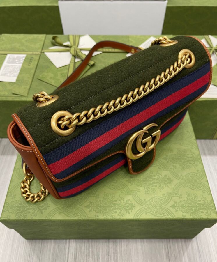 Gucci GG Marmont Small Shoulder Bag 443497 Green
