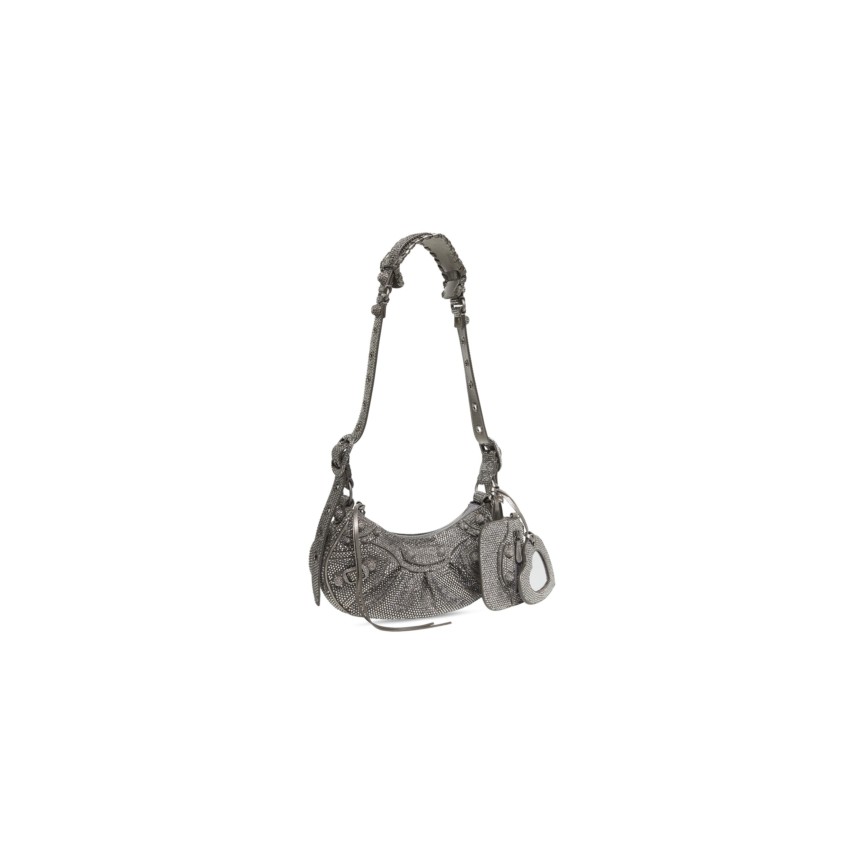 WOMEN'S LE CAGOLE XS SHOULDER BAG WITH RHINESTONES IN GREY