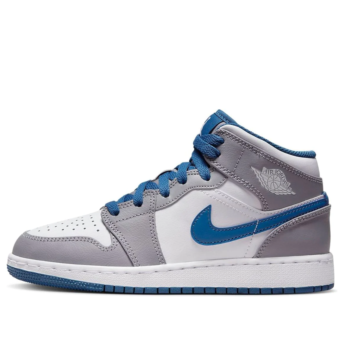 (GS) Air Jordan 1 Mid 'Cement True Blue' DQ8423-014
