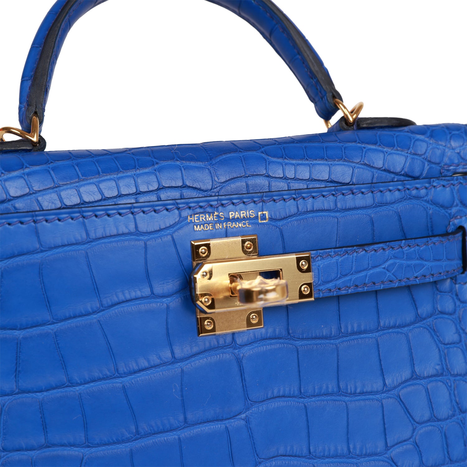 Hermès Kelly Sellier 20 Bleu Royal Matte Alligator Gold Hardware