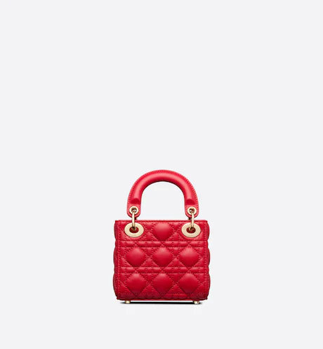 MICRO LADY DIOR BAG Scarlet Red Cannage Lambskin
