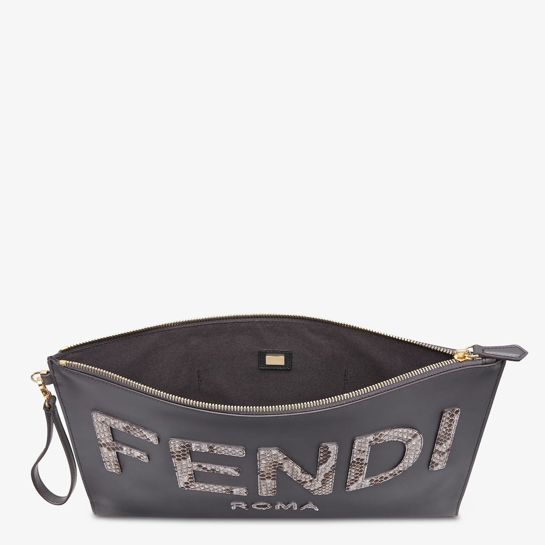 Fendi Large Flat Pouch in Dark Grey