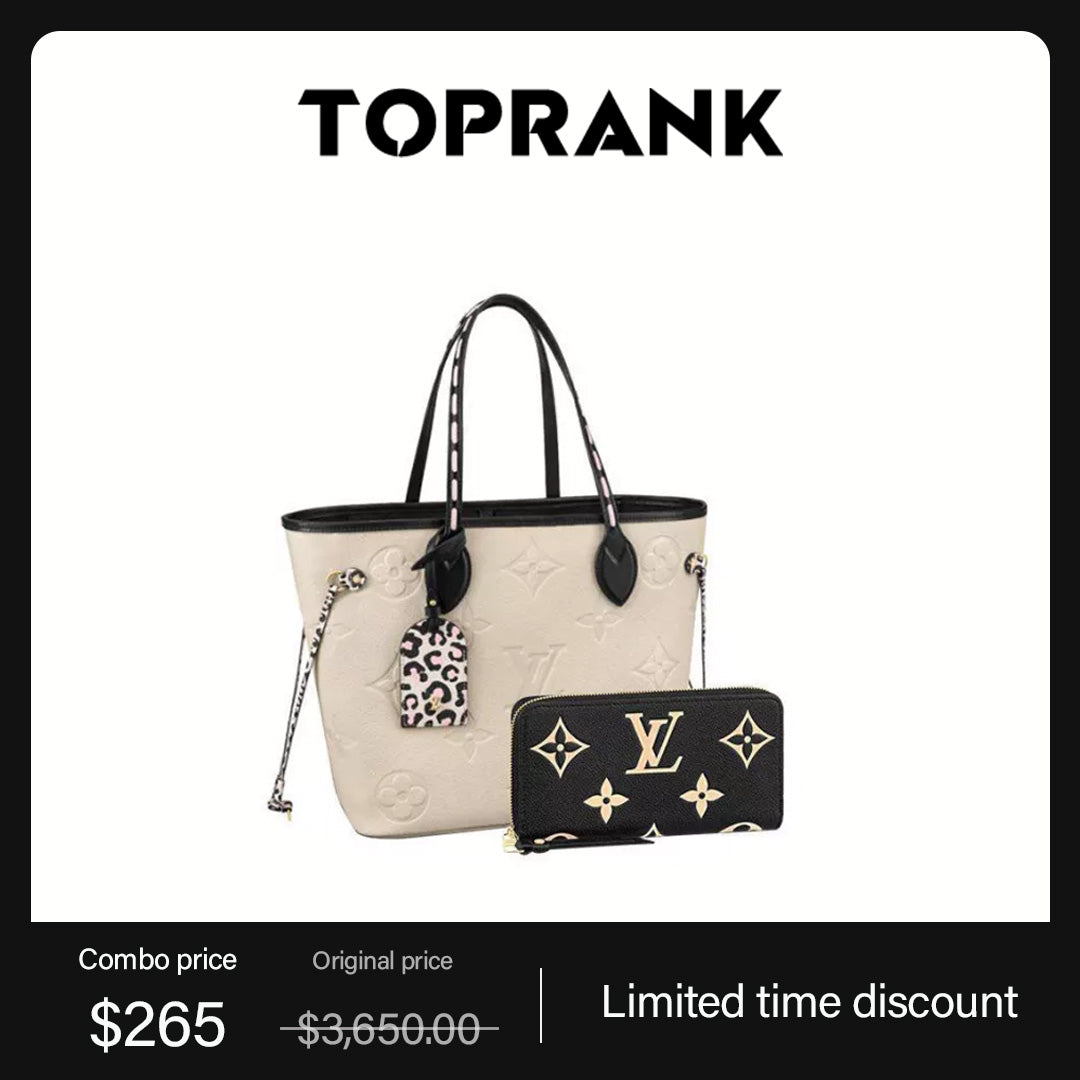 LV Neverfull MM long wallet 2-piece set deals Ref: M58525 + M80481