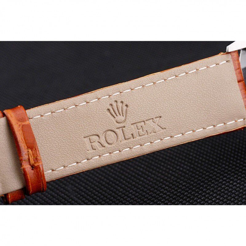 Rolex Datejust Blue Dial Stainless Steel Case Light Brown Leather Strap