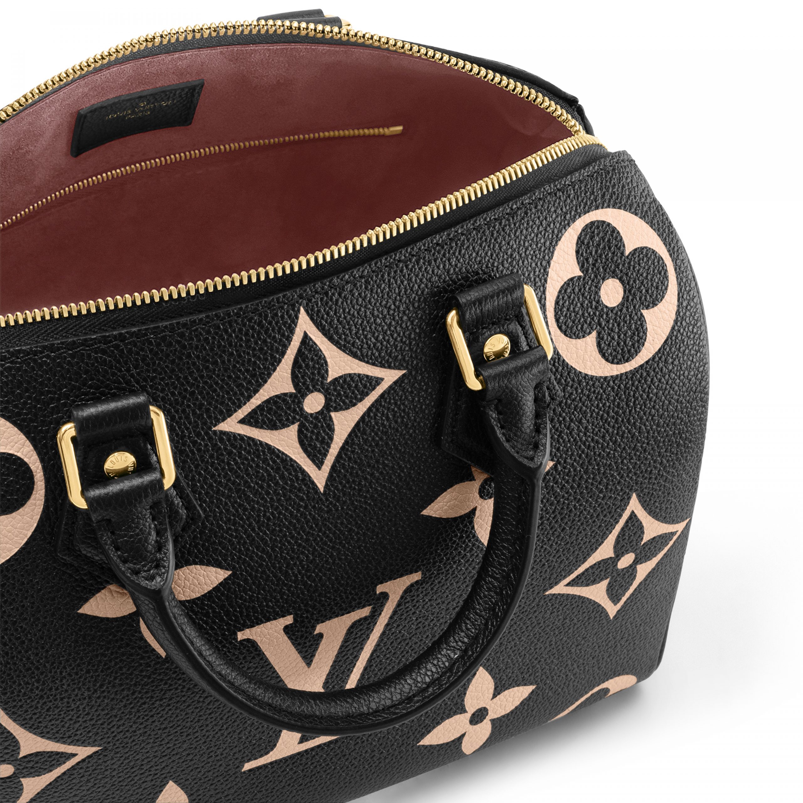 Louis Vuitton M58947 Speedy Bandoulière 25 Bicolor Monogram Empreinte Leather Black Beige