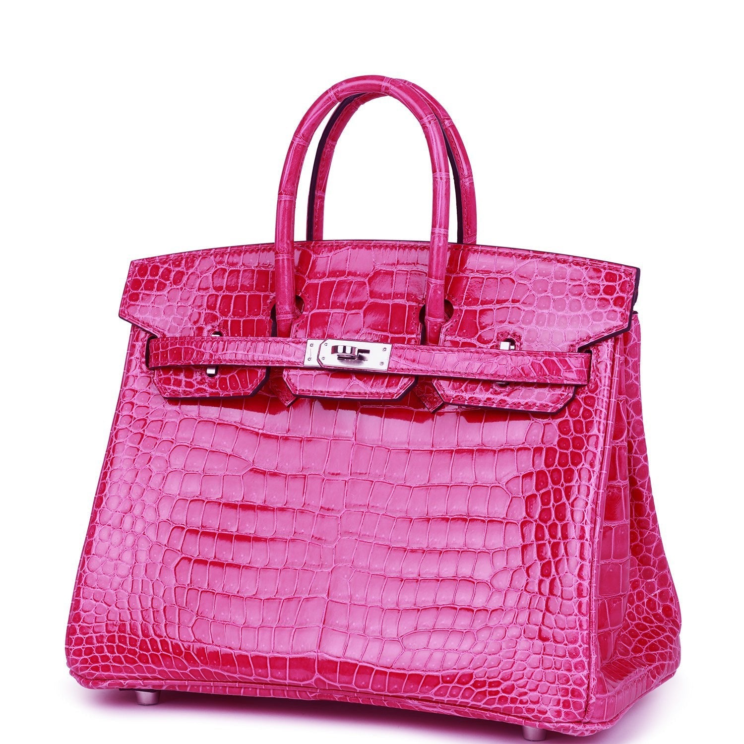 Hermès Birkin 25 Rose Mexico Shiny Porosus Crocodile Palladium Hardware