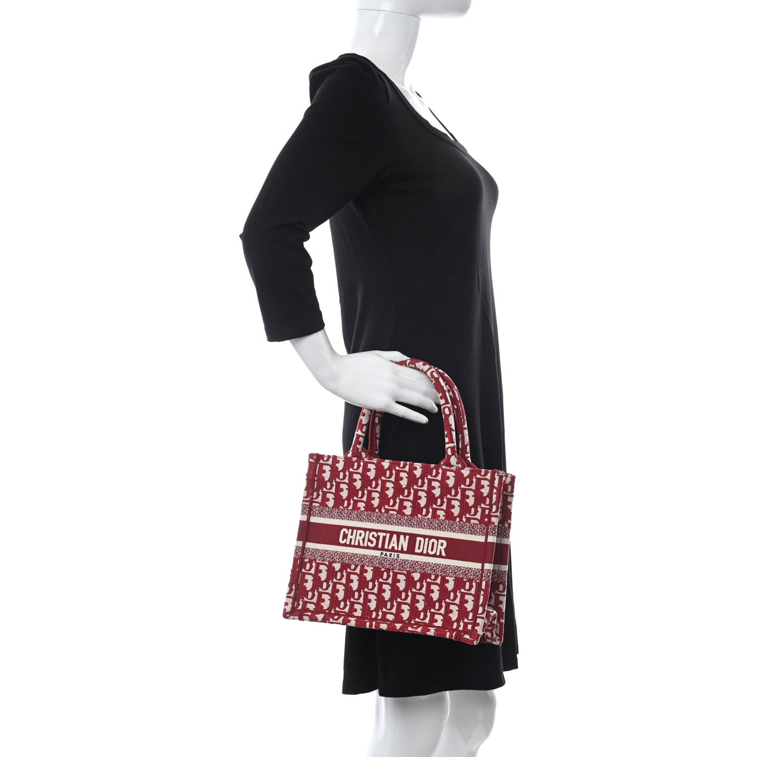 CHRISTIAN DIOR Oblique Small Book Tote Burgundy Multicolor