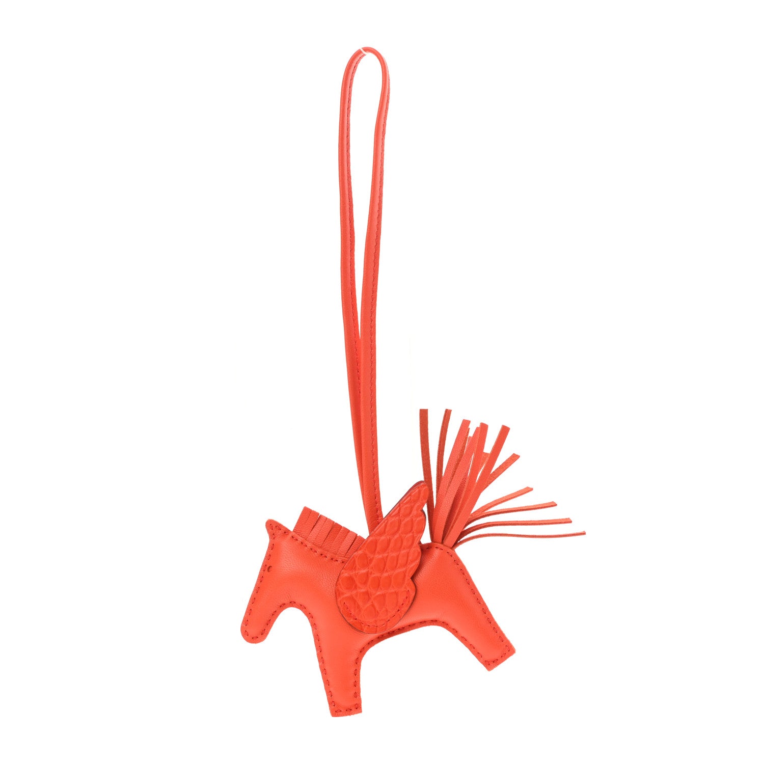 Hermès Milo Lambskin Matte Alligator Touch Grigri Rodeo Pegase Horse Bag Charm PM Orange Poppy Capucine